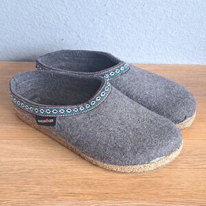 Haflinger Grizzly Zig Zag Wool Clogs Slippers Women’s 9 40 Gray Made in Germany